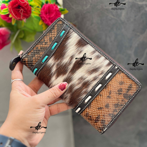 กระเป๋าสตางค์ Tooled แบบมือแกะสลัก,กระเป๋าคลัทช์หนังวัวแท้มีสไตล์กระเป๋าสตางค์ขนสัตว์ใช้งานได้หลากหลายกระเป๋าสตางค์หนังแบบตะวันตก - Product Image 1