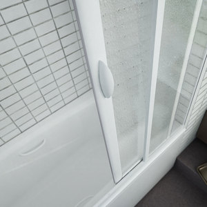 Box Doccia Forte in Vetro Acrilico con Profilo in PVC Riducibile, Modello Bagno Anti-Calcare, Finitura Superficiale Centrale Spazzolata - Product Image 4