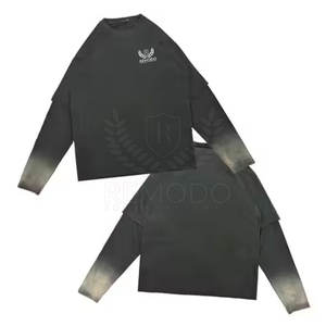 Camiseta 100% de algodón de doble capa con logotipo personalizado impreso de alta calidad para hombre estilo único de manga larga - Product Image 1