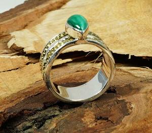 Anillo Giratorio de Malaquita en Forma de Pera, Plata de Ley 925, Hecho a Mano, Anillo Antiestrés para Mujer, Talla 8 de EE. UU., Regalo - Product Image 2