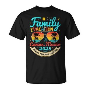 T-Shirt Vintage 2025 per Vacanze in Famiglia a Cancun, Messico, Personalizzabile, Abbigliamento Promozionale per Gruppi - Product Image 2