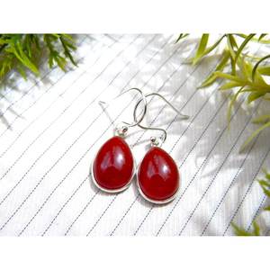 Pendientes de ágata hechos a mano bohemios para mujer, piedra preciosa cabujón rojo en plata de ley 925 elegante y de moda - Product Image 4