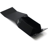 Boîte cadeau de Noël noire brillante 8x8x4 pouces, durable, réutilisable, aimants en papier, couvercle en feuille, lamination mate, revêtement UV, gaufrage