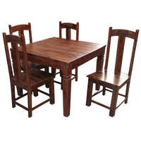 Dernière indien d'intérieur en bois de sheesham carré 4 places table et chaises ensemble