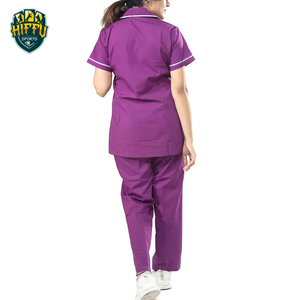 Tenues d'infirmière d'été de haute qualité pour femmes, couleur personnalisée, manches courtes, taille XL, uniformes d'hôpital 100% coton toile - Product Image 3