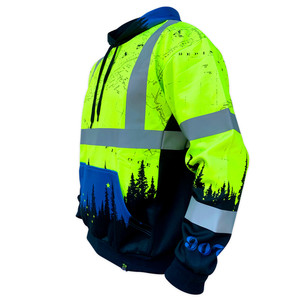 Beau pull réfléchissant de sécurité de qualité supérieure Hi Vis Cool Streetwear Hoodie avec réflecteur pour hommes - Product Image 3