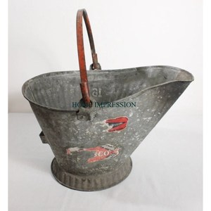 Hotte à charbon traditionnelle avec poignée en métal pour cheminée Foyers galvanisés au charbon de bois Poêles à brûler Seau Seaux en métal à granulés - Product Image 2