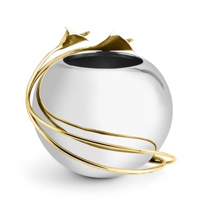 Vase en verre à cadre en métal de couleur dorée avec couleur et tailles personnalisées pour la décoration de mariage à la maison avec des tailles de 26X9X9 cm - Product Image 5