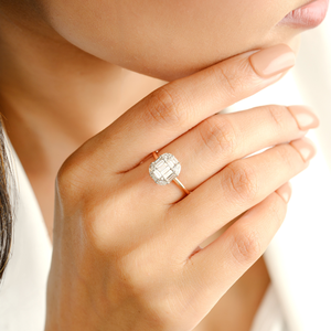 แหวนหมั้นเพชรแบบผสม100% โรสโกลด์ K18แท้ทันสมัยเครื่องประดับชั้นดี April หินวันเกิดราคาขายส่ง - Product Image 4