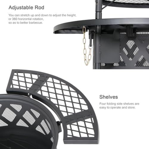 Lar redondo al aire libre fogata con rejilla de cocina de hierro hogar patio trasero barbacoa parrilla Camping reunión madera quema fogata centro de mesa - Product Image 3