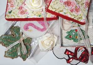 MS HANDICRAFT Handmade Glass Beaded <b>Coasters</b>-Classic <b>Drink</b> <b>Coasters</b> Polyester Backing (4x4 Inch) Portable for Church Religious - Product Image 3