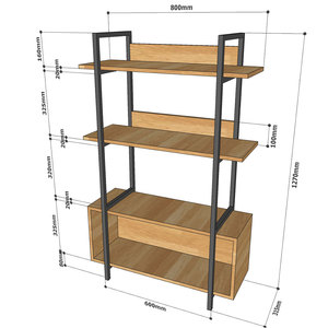 VASEN 80x32x127cm KS68084 3-Tier Decorative Shelf Rubber Wood Standing Type for Living Room - Product Image 4