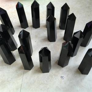 Prix de gros Cristaux Naturels Pierre de Guérison Point Obélisque Poli Amour Grand Noir Obsidienne Tour Baguette Décoration Feng Shui - Product Image 3