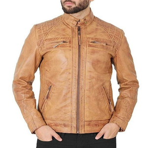 Chaqueta de piel sintética de piel de oveja de buena calidad para hombre con cuello levantado estilo callejero - Product Image 1