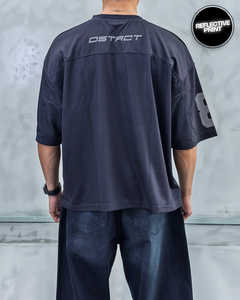 Maillot court réfléchissant noir personnalisé surdimensionné unisexe maillot col en V respirant rétro maille Y2K football Streetwear - Product Image 5