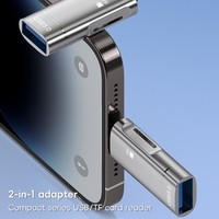 Adaptateur de lecteur de carte 2 en 1 Type-C vers USB et TF pour ordinateur portable Accessoires pour téléphones portables Adaptateur SD pour lecteur de carte