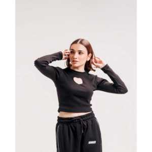 Tops de punto acanalado con corte en forma de corazón para mujer, diseño moderno de cobertura completa - Product Image 1