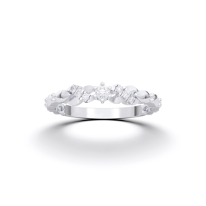 0.08 Carat E-F/VVS-VS Moissanite Round Beaded and Floral-Inspired Diamond Prong <b>Set</b> <b>Ring</b> in Silver <b>for</b> <b>Women</b> - Product Image 1