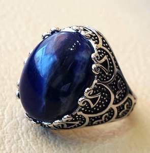 Wholesale <b>Men</b> <b>Ring</b> New Arrival Natural Sodalite Gemstone Christmas Ottoman Style Birthday Gift Jewelry 925 Sterling <b>Silver</b> <b>Ring</b> - Product Image 3