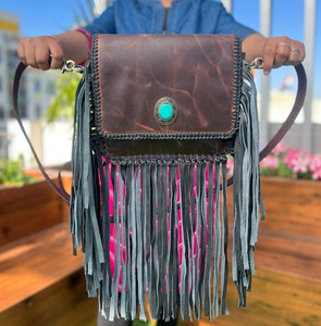 ใหม่สไตล์ตะวันตกHandcraftedของแท้CowhideหนังFringeกระเป๋าCrossbodyส่วนบุคคลBohoกระเป๋าถือหนังสลิงกระเป๋า - Product Image 4