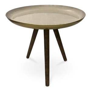 Table d'appoint en métal 3 pieds ronds Table en fonte d'aluminium faite à la main pour meubles de salon et de chambre à coucher - Product Image 1