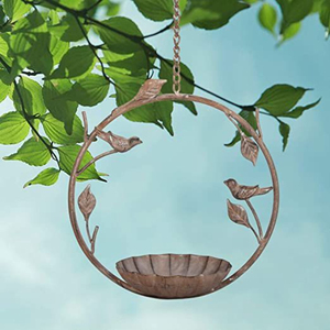 Vintage Rustic Metal Garden <b>Bird</b> Feeder With Cone Roof And Leaf Design <b>Standing</b> Outdoor Feeder For Patio Or Yard Use - Product Image 1