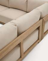 Ensemble de canapé et fauteuils en teck pour salon de villa moderne, mobilier d'extérieur, design durable, coussins imperméables, respectueux de l'environnement