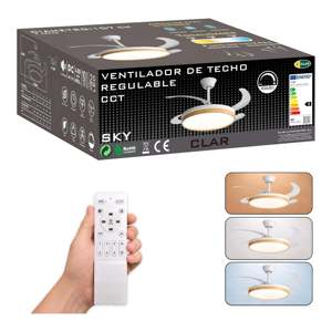 Ventilador de Techo LED con CCT Ajustable de 107 cm con Acabado en Madera - Product Image 1