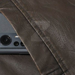 Breathable Winter Warm Men's Leather Vest V-neck <b>Covered</b> <b>Button</b> Closure Casual Outerwear High Quality 100% Polyester Filling - Product Image 6