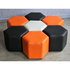 Contemporary Style Combo Set of 6 Stackable Hexagonal Sofa <b>Stools</b> Upholstered in Faux Leather-GDSF010 - Product Image 4
