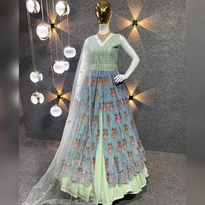 Nuevo diseñador de ropa de boda, ropa de fiesta Lehenga Choli con bordado de secuencia de trabajo para mujeres, vestido de 3 piezas listo para usar - Product Image 4