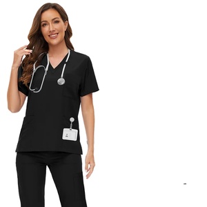 Nouvel arrivage de hauts d'infirmière médicale à col en V, pantalons confortables, uniformes d'hôpital d'été en toile, Offre Spéciale personnalisés de haute qualité - Product Image 2