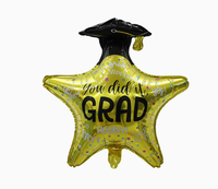 Ballons en aluminium multi-tailles pour la remise des diplômes, en forme de toque et d'étoile, pour la décoration de cérémonies et de fêtes, marque MIQI, logo personnalisé