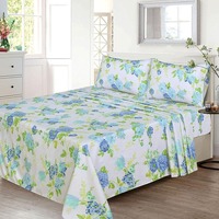 Vente en gros directe d'usine, draps de lit de haute qualité 100% coton, ensemble de 4 pièces, 300 fils, résistant à l'eau