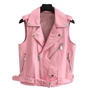 Más de moda 2025 nuevo diseño personalizado mujeres invierno estilo motero Chaleco de cuero mujeres sin mangas cuero genuino ropa exterior chaleco - Product Image 1