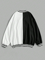 Blouson Bomber Homme Personnalisé Halloween Squelette Strass Bicolore Rayé Col Montant Épaules Tombantes Respirant