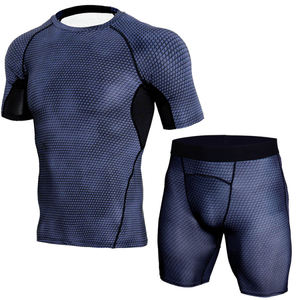 Chándal de Compresión para Hombre, Conjunto de Ropa de Gimnasio Activo de Entrenamiento de 2 Piezas, Medias de Compresión de Manga Larga con Etiqueta Privada - Product Image 5
