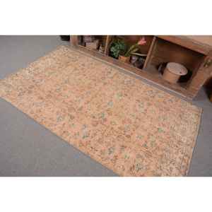 Alfombra de área de lana turca vintage de 39x68 pies, diseño rectangular de retazos azul y beige, grosor de 10mm para respaldo de látex de cabecera - Product Image 3