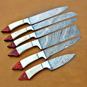 Juego de Cuchillos de Cocina Profesionales Burraq, Hechos a Mano con Acero de Damasco, 6 Piezas, Cuchillos de Chef con Mango de Madera, Ecológicos y Aptos para Lavavajillas - Product Image 2