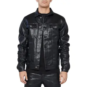 Abrigos de cuero cálidos de cuero con botones personalizados de calidad superior, chaquetas de cuero de invierno para hombres, chaquetas de moda con bolsillos personalizados