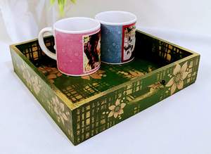 Plateau de service imprimé en bois de bonne conception Nouveau style d'utilisation pour la nourriture Plateau de service à thé Articles de fête Décoratif Maison Cuisine - Product Image 3