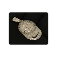 Accesorios de Moda Hip Hop, Colgante de Diamantes Estilo Sombrero con Esmalte Negro y Oro Real de 14 Quilates con Diamantes de Pureza Si, Disponible para la Venta