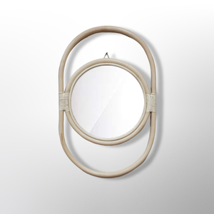 Espejo de ratán para colgar en la pared, diseño simple hecho a mano, estilo Art Deco, característica decorativa - Product Image 1