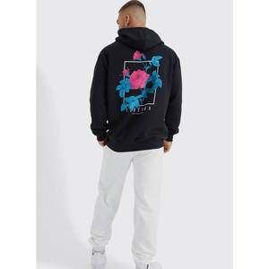 Pull à capuche uni personnalisé pour hommes en coton épais style surdimensionné design vierge avec option de broderie grande taille disponible - Product Image 2