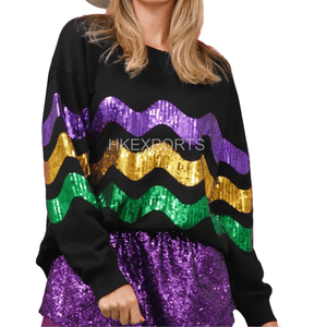 Mardi Gras Apparel Sudadera de gran tamaño para mujer Carnival Trajes de manga larga para mujer - Product Image 1