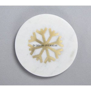 Forme ronde marbre blanc de qualité supérieure fabriqué à l'aspect attrayant centre de table décoration sous-verres tapis et tampons d'Inde - Product Image 1