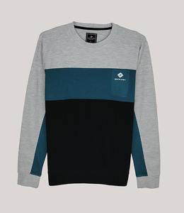 Logo imprimé personnalisé étiquette unisexe T-shirt uni vierge lourd coton hommes T-shirt col rond côtelé manchette à manches longues T-shirt - Product Image 4