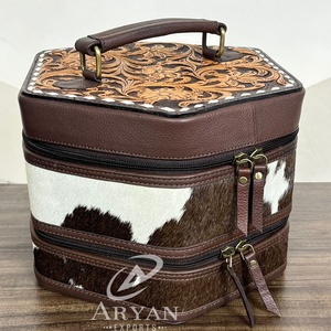 Soporte de transporte de piel de vaca con herramientas manuales personalizado, caja de almacenamiento de joyería portátil con cremallera, estuche de viaje, organizador de joyas para mujer - Product Image 1