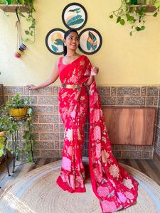 Best Selling Premium Quality Multicolor Georgette <b>Saree</b> <b>Blouse</b> Indian Trending Ethnic Women's Sequence Designer Weddings - Product Image 6