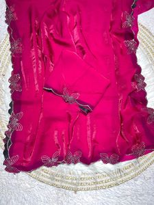 Impresionante diseñador indio étnico Fandy gasa Sari última blusa de lujo exclusiva tradicional fiesta nupcial boda desgaste para mujeres - Product Image 4